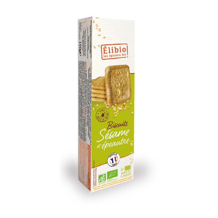 Bio zandkoekjes met sesam en spelt 3x5 150 g Bio zandkoekjes met sesam en spelt 3x5 150 g