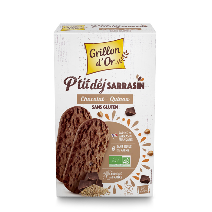 Biscuits petit dejeuner sarrasin chocolat quinoa SG bio* 150 g