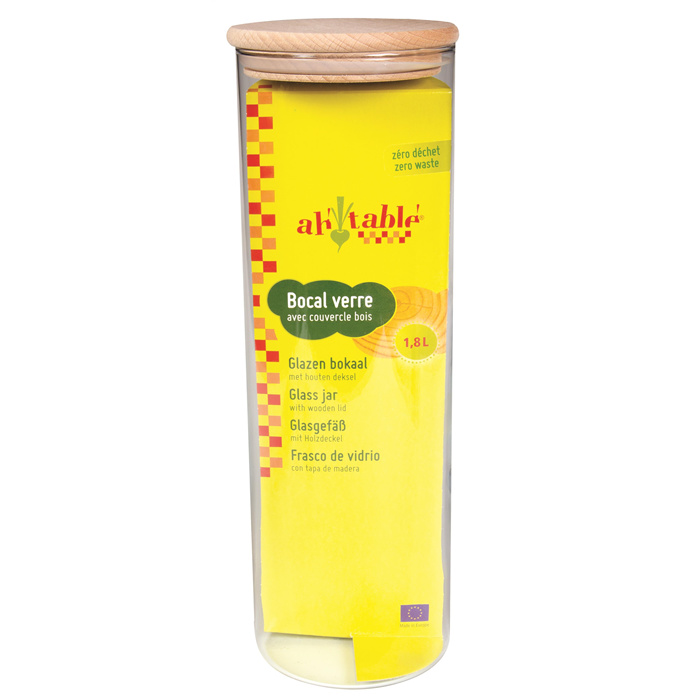 Bocal verre avec couvercle bois 1,8 L Bocal verre avec couvercle bois 1,8 L