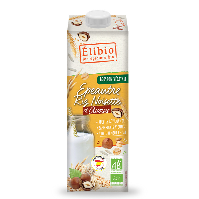 Boisson épeautre riz noisette et avoine sans sucre 1 L Boisson épeautre riz noisette et avoine sans sucre 1 L