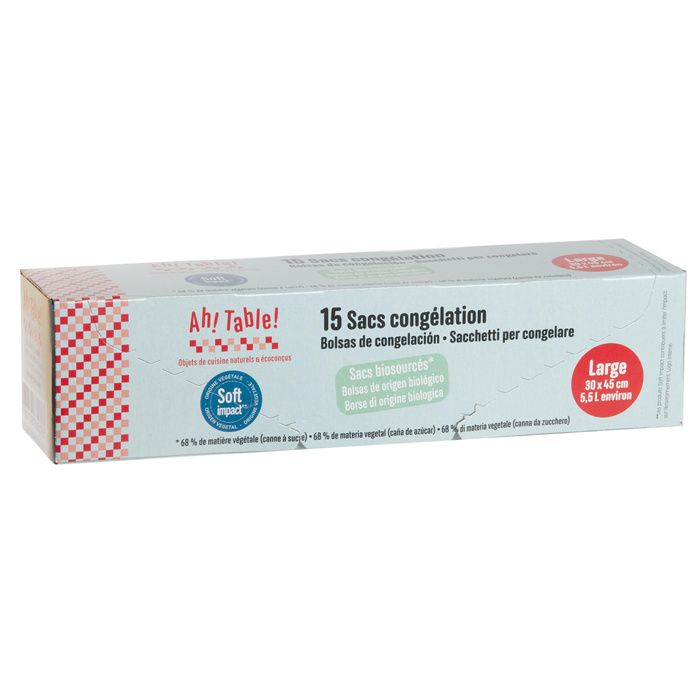 Doos met 15 eco diepvrieszakjes 30 x 45 cm Doos met 15 eco diepvrieszakjes 30 x 45 cm