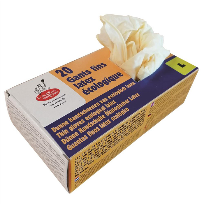 Doos met 20 handschoenen in fijne latex L Doos met 20 handschoenen in fijne latex L