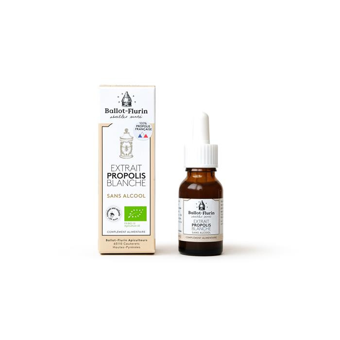Extrait propolis blanche bio* sans alcool AS1305/3 15 ml Extrait propolis blanche bio* sans alcool AS1305/3 15 ml