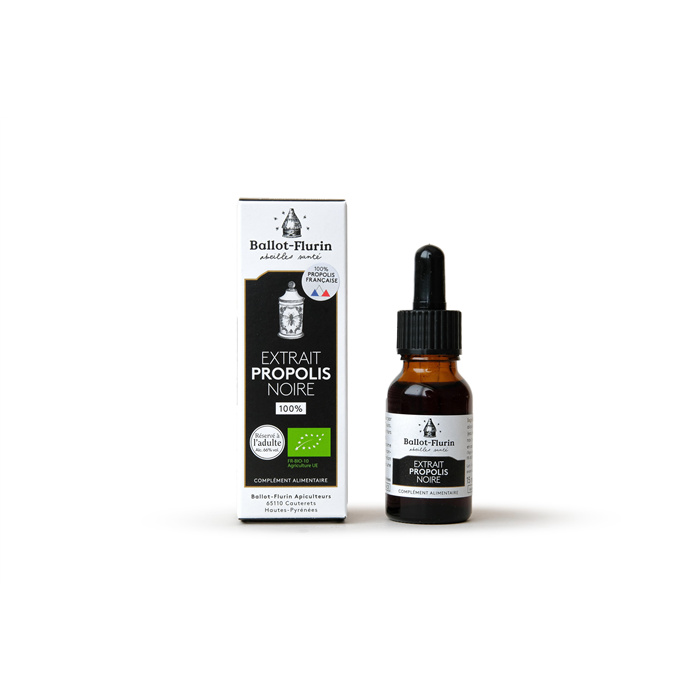 Extrait propolis noire & alcool bio* AS 1305/4 15 ml Extrait propolis noire & alcool bio* AS 1305/4 15 ml