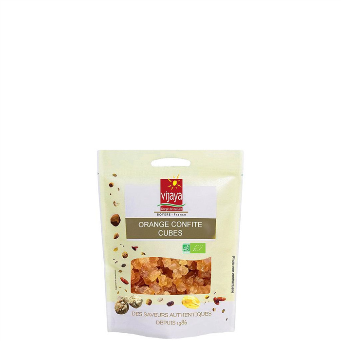 Gekonfijte sinaasappelschil blokjes 125 g Gekonfijte sinaasappelschil blokjes 125 g