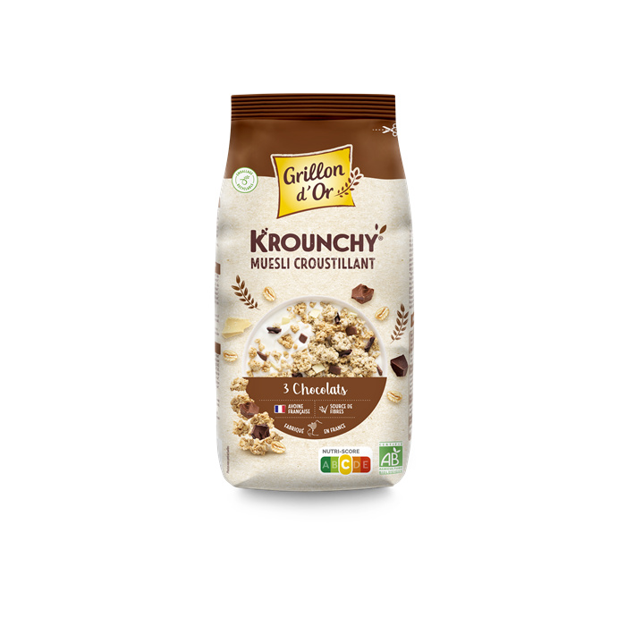 Krounchy 3 chocolades Bio* 500 g Krounchy 3 chocolades Bio* 500 g