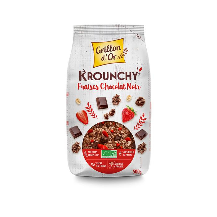 Krounchy aardbeien pure chocolade bio* 500 g