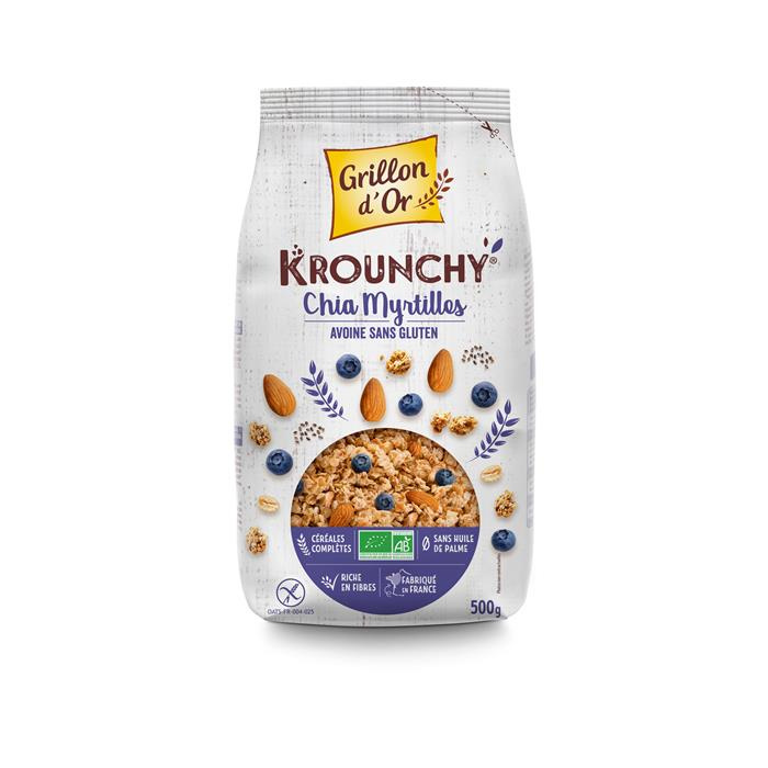 Krounchy chia myrtille avoine bio* 500 g Krounchy chia myrtille avoine bio* 500 g