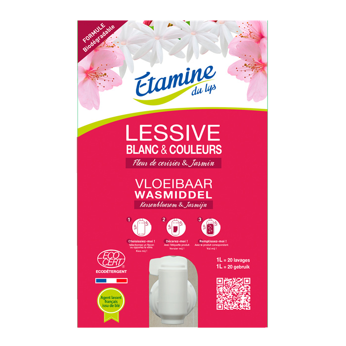 Lessive fleur de cerisier-jasmin 10 kg - casquette Lessive fleur de cerisier-jasmin 10 kg - casquette