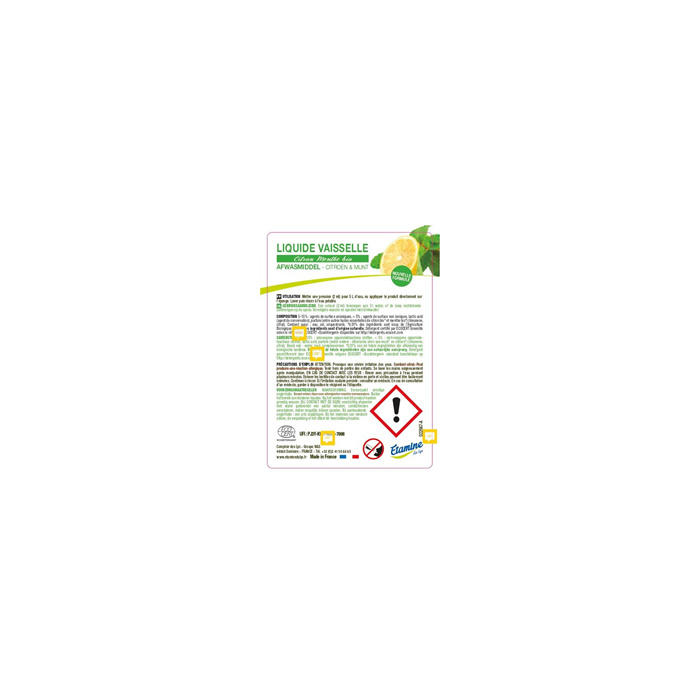 Liquide vaisselle ultra dégraissant Citron-menthe - étiquette x 50 Liquide vaisselle ultra dégraissant Citron-menthe - étiquette x 50