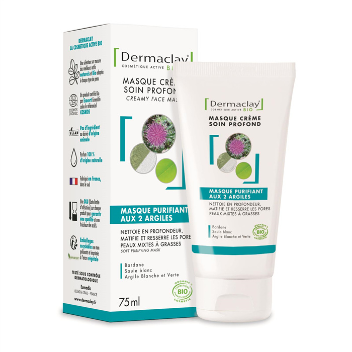 Masque purifiant aux 2 argiles 75 ml Masque purifiant aux 2 argiles 75 ml