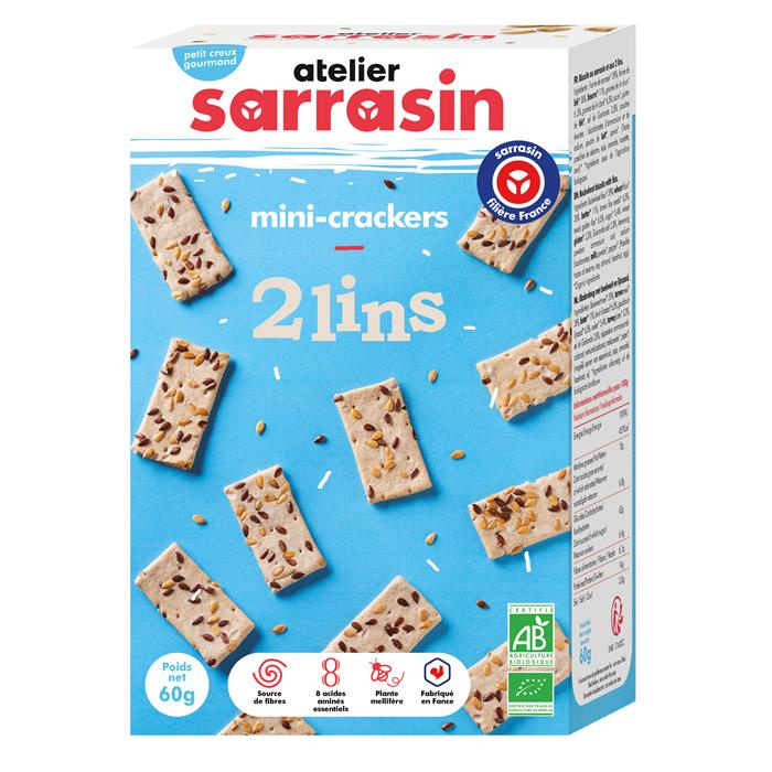 Mini Crackers sarrasin aux 2 lins  bio* 60 g
