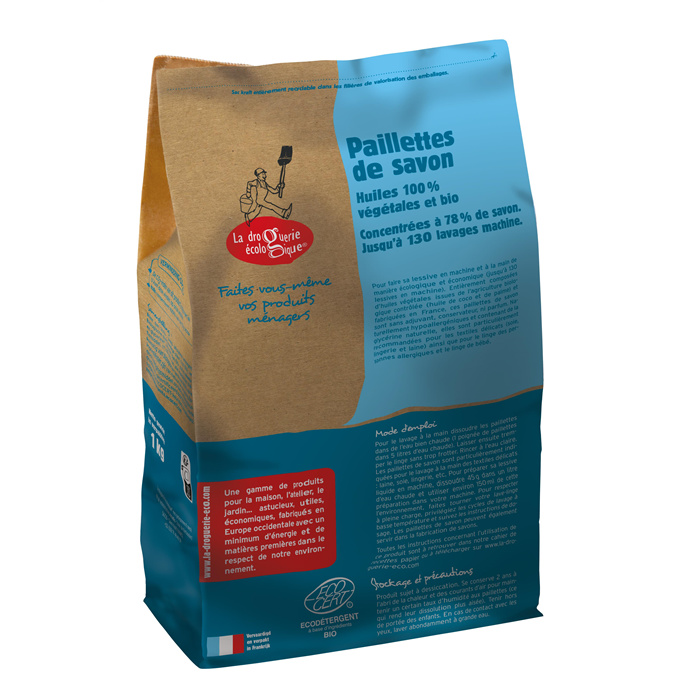 Paillettes de savon huiles bio 1 kg sac Paillettes de savon huiles bio 1 kg sac