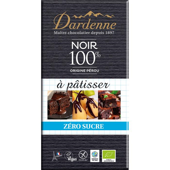 Reep pure chocolade 100% voor bakken zonder zuiker bio* 180g
