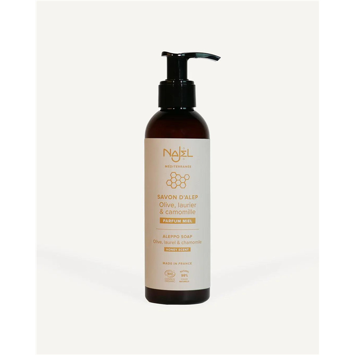 Savon d’Alep liquide à l’eau de Camomille bio* 200 ml Savon d’Alep liquide à l’eau de Camomille bio* 200 ml
