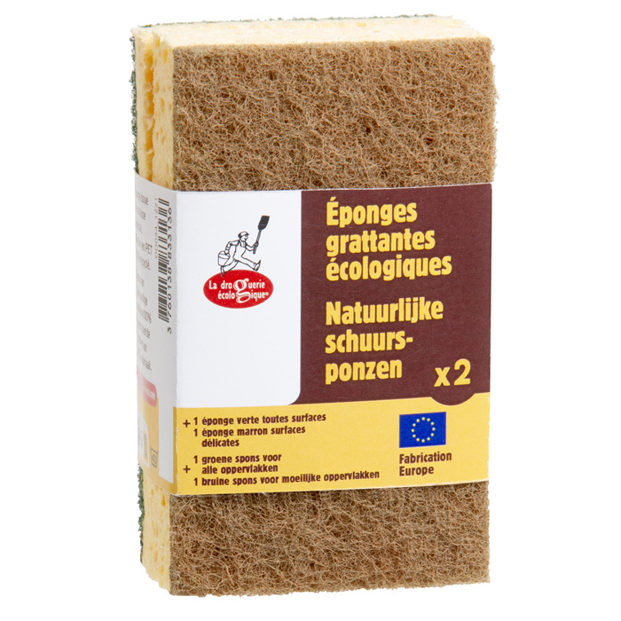 Set van 2 ecologische groene en bruine schraapsponsjes in display x24 1 x 24p. Set van 2 ecologische groene en bruine schraapsponsjes in display x24 1 x 24p.