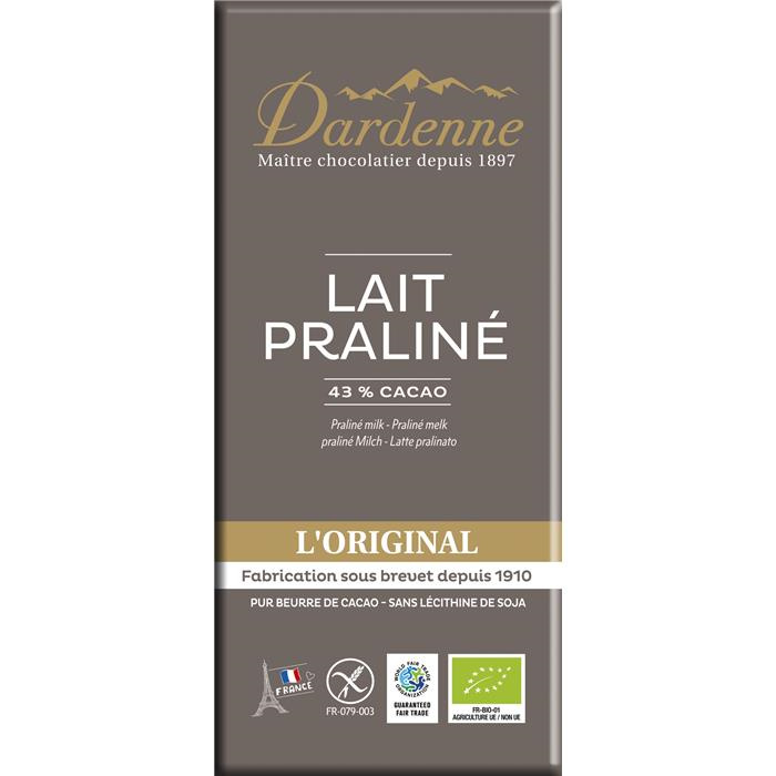 Tab. B choc. Lait praliné bio* 100 g Tab. B choc. Lait praliné bio* 100 g
