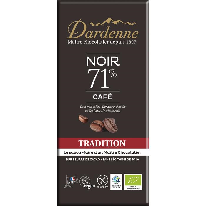 Tab. choc. N. 71% & café bio* 70 g