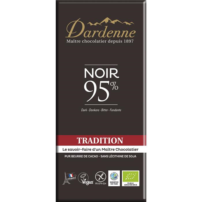 Tab. choc. noir 95% bio* 90 g