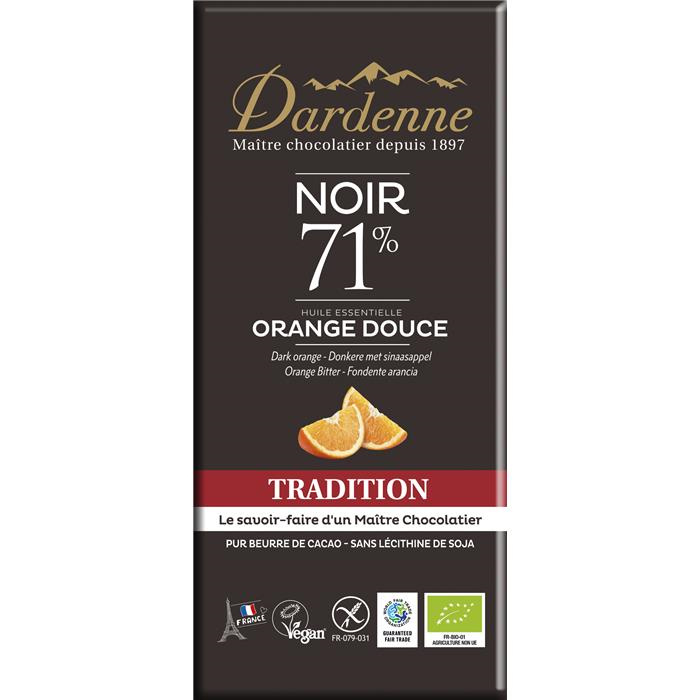 Tab. choc. Noir orange bio* 70 g