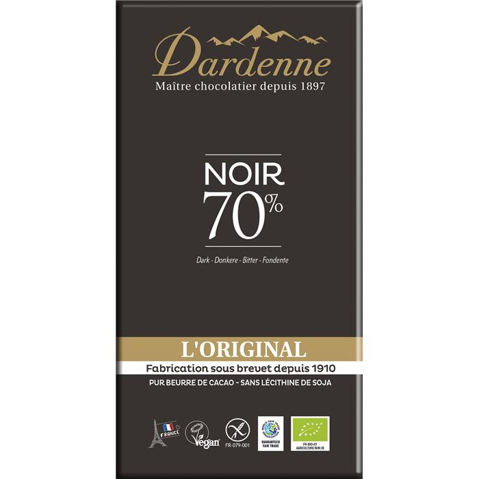 Tab. chocolat noir 70 % bio* 180 g