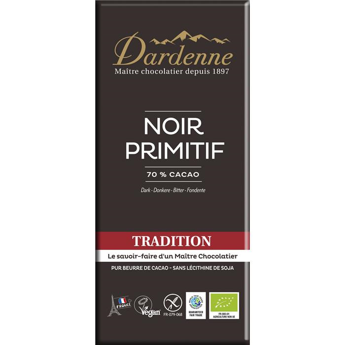 Tab. chocolat primitif noir 70% bio* 90 g