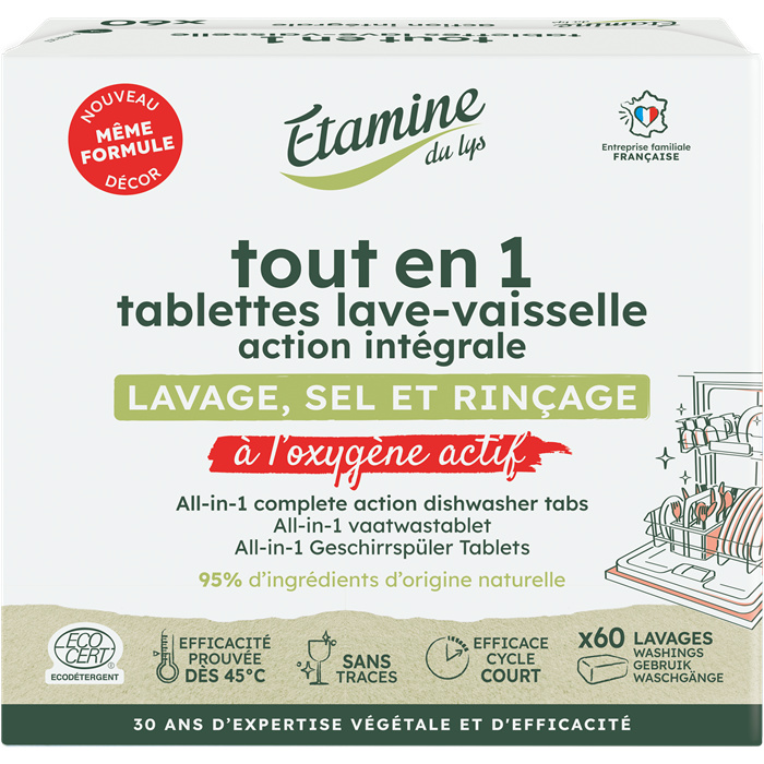 Tablettes lave vaisselle tout en 1 action intégrale 60u Tablettes lave vaisselle tout en 1 action intégrale 60u