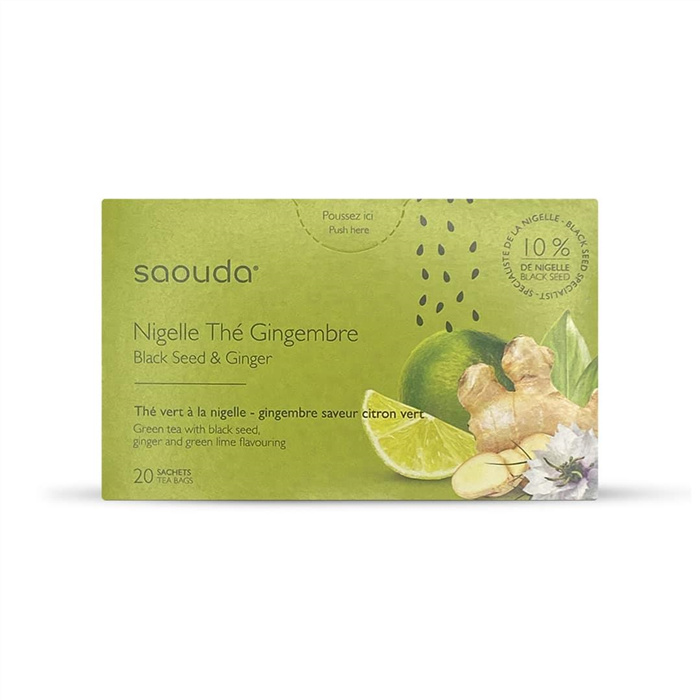 Thé Vert à la nigelle, gingembre et citron Thé Vert à la nigelle, gingembre et citron