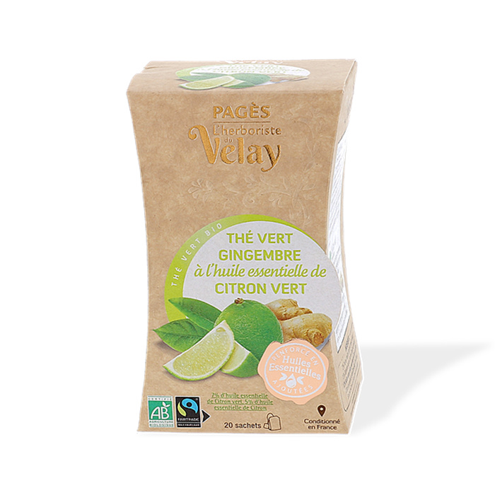 Thé vert gingembre citron vert bio* 20 sachets Thé vert gingembre citron vert bio* 20 sachets