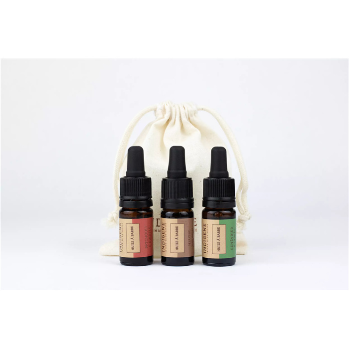 Trio van mini baardoliën in een zakje 3x5ml Trio van mini baardoliën in een zakje 3x5ml